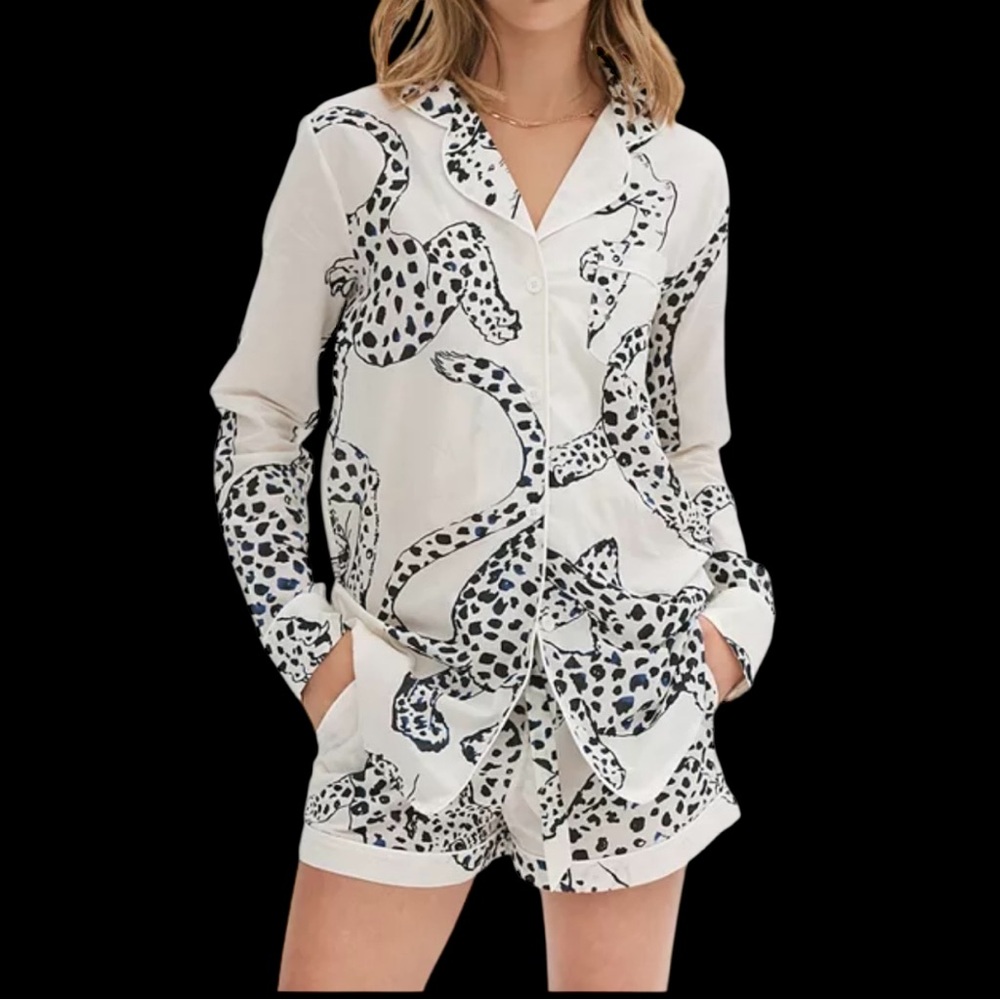 New! DESMOND & DEMPSEY Jaguar Organic Cotton Pajama Set